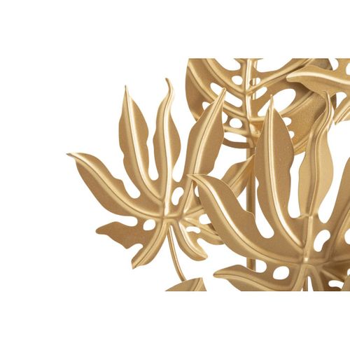 Objet Déco En Métal "feuilles Exotiques" 57cm Or