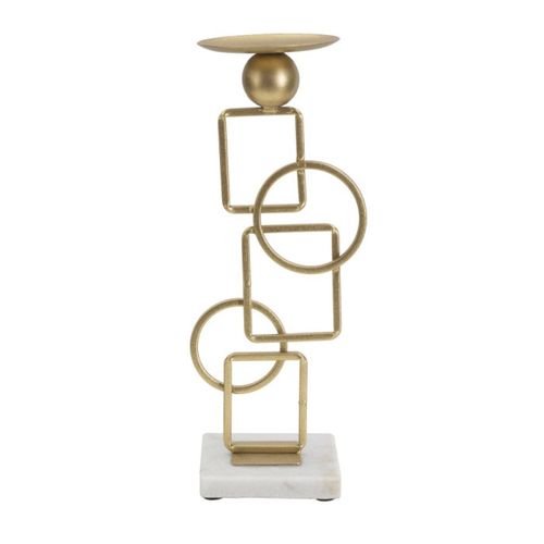 Bougeoir Design En Métal "marie" 31cm Or