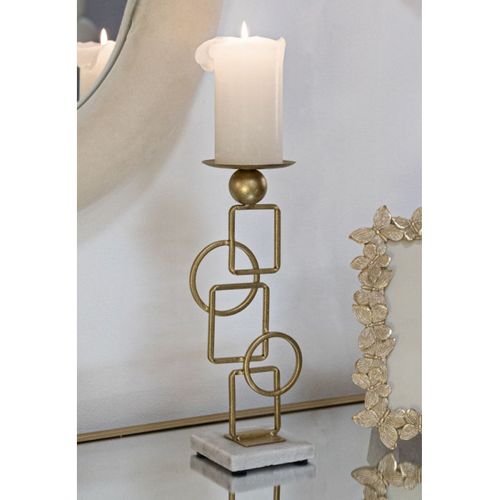 Bougeoir Design En Métal "marie" 31cm Or
