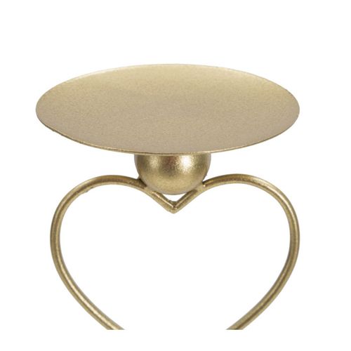 Bougeoir Design En Métal "cœurs" 32cm Or