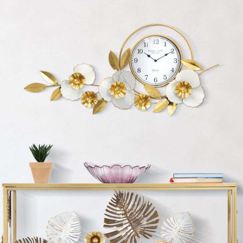 Horloge Avec Fleurs Décoratives En Métal Flow 92.5 X 8 X 45.5 Cm