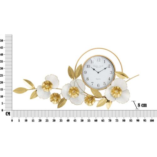 Horloge Avec Fleurs Décoratives En Métal Flow 92.5 X 8 X 45.5 Cm