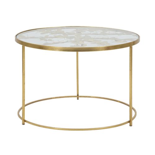 Table Basse En Verre "butterfly" 60cm Doré