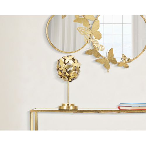 Objet Déco Sphère En Métal "papillons" 40cm Or