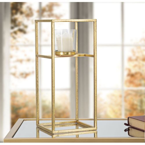 Bougeoir Design En Métal "elegant" 35cm Or