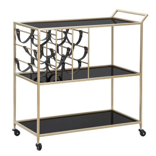 Desserte 3 Niveaux Avec Porte-bouteilles "eli" 82cm Noir et Doré