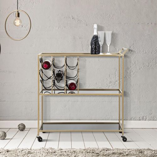 Desserte 3 Niveaux Avec Porte-bouteilles "eli" 82cm Noir et Doré