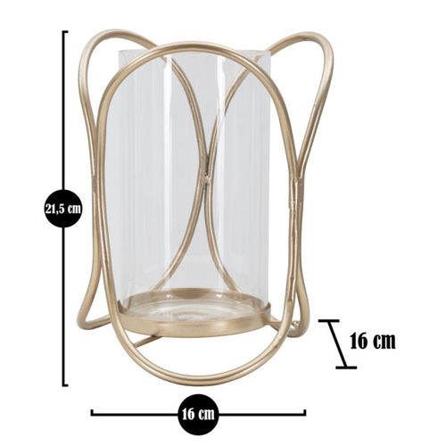 Photophore Design En Verre "glox" 21cm Or Foncé