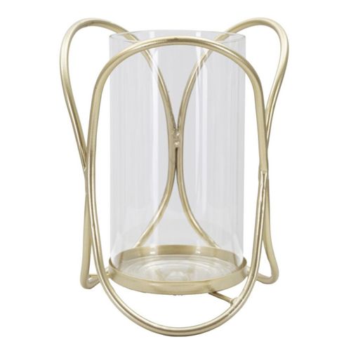 Photophore Design En Verre "glox" 21cm Or Clair