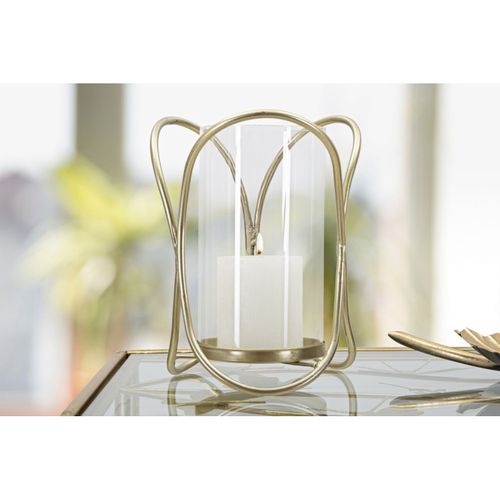 Photophore Design En Verre "glox" 21cm Or Clair