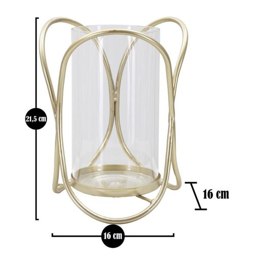 Photophore Design En Verre "glox" 21cm Or Clair