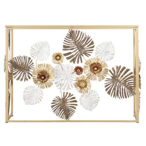 Console Design En Métal "floris" 113 Doré et Blanc