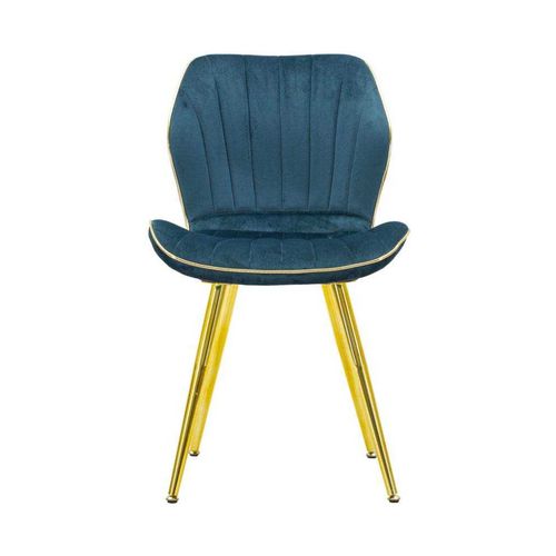 Chaise En Métal Doré Et Tissu Space (lot De 2) Bleu Et Doré