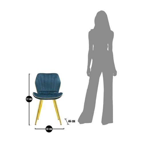 Chaise En Métal Doré Et Tissu Space (lot De 2) Bleu Et Doré