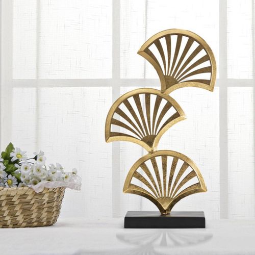 Objet Déco En Métal "3 Feuilles" 44cm Or