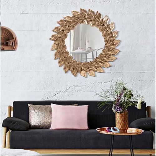 Miroir Mural Design "corolle" 73cm Cuivre