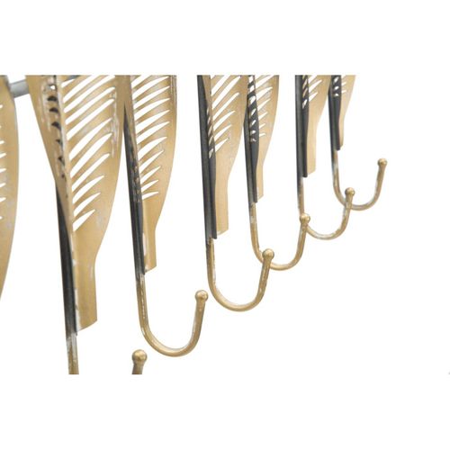 Patère Murale Design 7 Crochets "leaf" 65cm Or