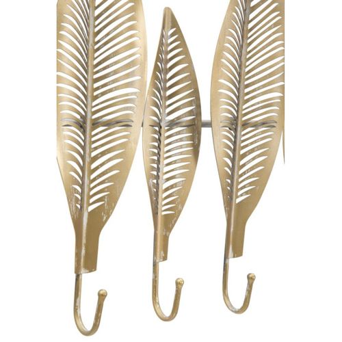 Patère Murale Design 7 Crochets "leaf" 65cm Or