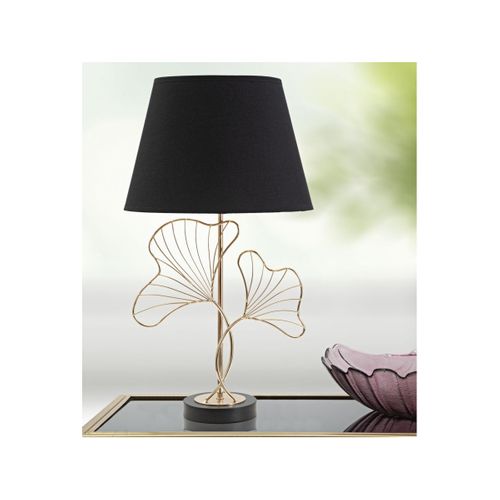 Lampe à Poser En Métal "feuilles" 60cm Or et Noir