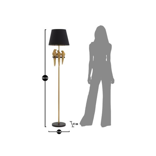Lampadaire Design "perroquets" 164cm Doré et Noir