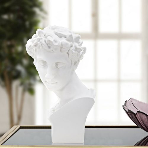 Statuette Tête Déco "jeune Homme" 30cm Blanc