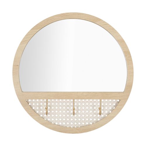 Miroir Mural Avec 3 Crochets "fuji" 50cm Naturel