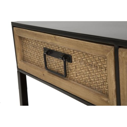 Meuble TV 2 Tiroirs "hanoï" 95cm Naturel et Noir