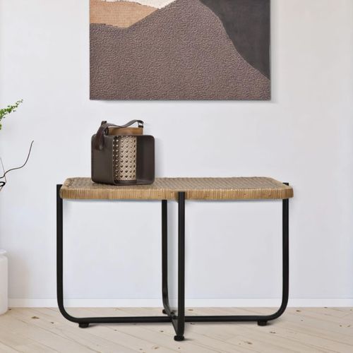 Table Basse En Rotin "cebu" 75cm Naturel et Noir