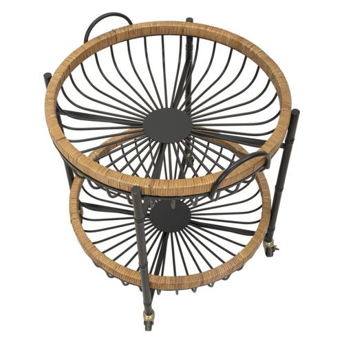 Desserte De Cuisine à Roulettes "cebu" 62cm Noir et Naturel