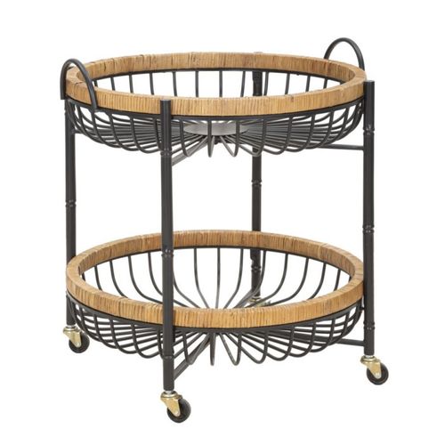 Desserte De Cuisine à Roulettes "cebu" 62cm Noir et Naturel