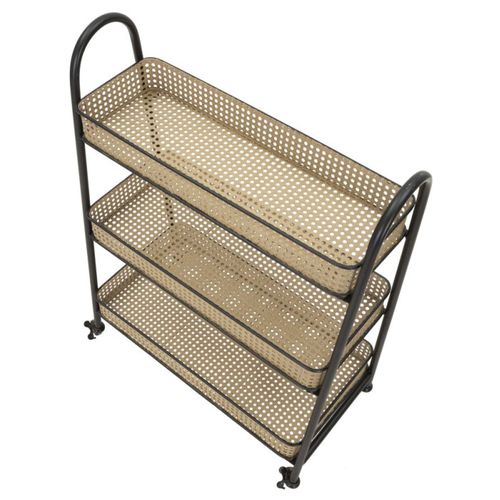 Desserte De Cuisine 3 Niveaux "fuji" 80cm Naturel et Noir