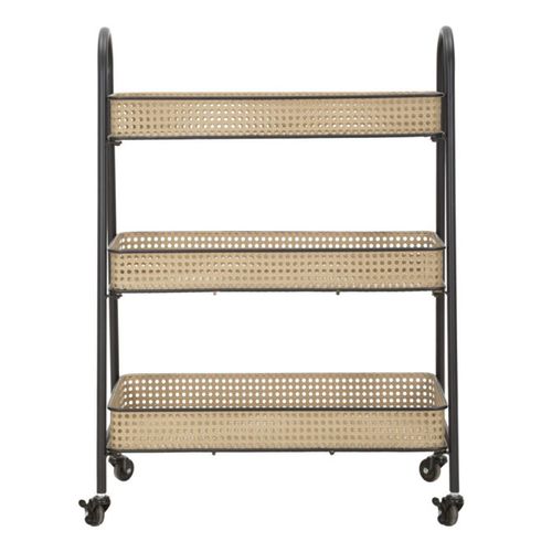 Desserte De Cuisine 3 Niveaux "fuji" 80cm Naturel et Noir