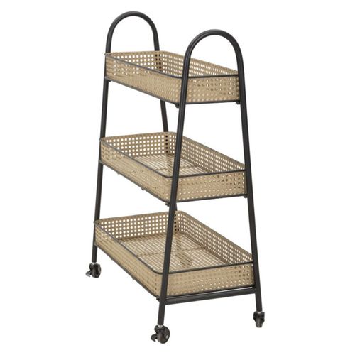 Desserte De Cuisine 3 Niveaux "fuji" 80cm Naturel et Noir