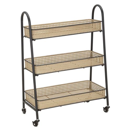 Desserte De Cuisine 3 Niveaux "fuji" 80cm Naturel et Noir