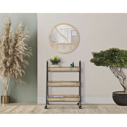 Desserte De Cuisine 3 Niveaux "fuji" 80cm Naturel et Noir