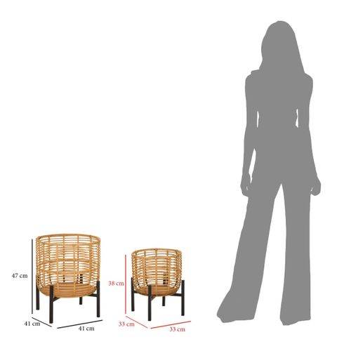 Lot De 2 Cache-pots En Rotin "elvia" 47cm Naturel