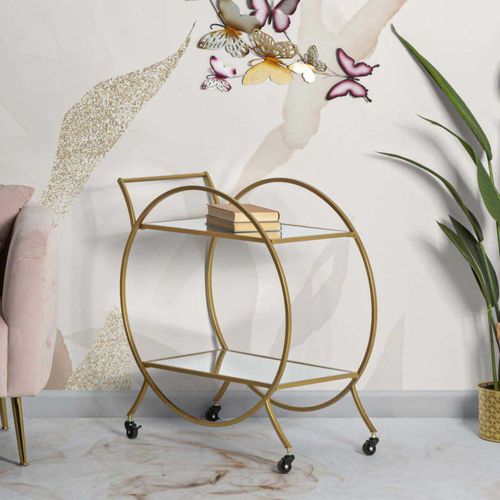 Desserte En Métal Doré Et Verre Trolley 70 X 36.5 X 78 Cm