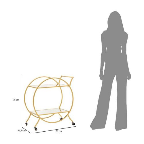 Desserte En Métal Doré Et Verre Trolley 70 X 36.5 X 78 Cm