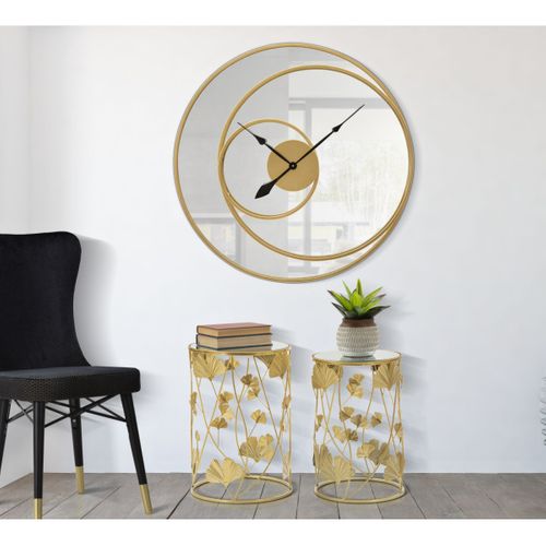 Horloge Murale Miroir "clock" 90cm Or