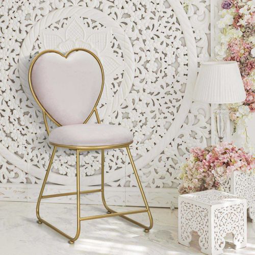 Chaise En Métal Doré Et Tissu Heart 37 X 47 X 80 Cm