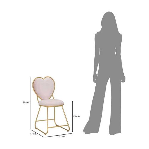 Chaise En Métal Doré Et Tissu Heart 37 X 47 X 80 Cm