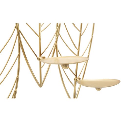 Bougeoir Mural En Métal "feuilles" 66cm Or