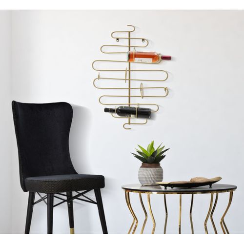 Porte-bouteille Mural 4 Emplacements "alid" 72cm Or