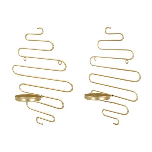 Lot De 2 Bougeoirs Muraux En Métal "alid" 34cm Or