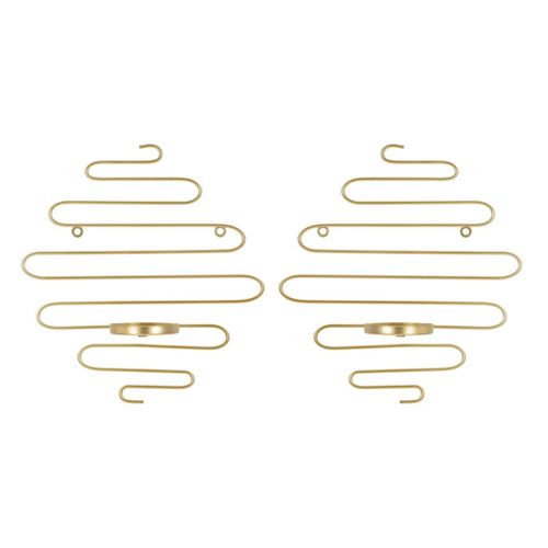 Lot De 2 Bougeoirs Muraux En Métal "alid" 34cm Or