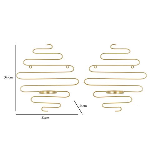 Lot De 2 Bougeoirs Muraux En Métal "alid" 34cm Or