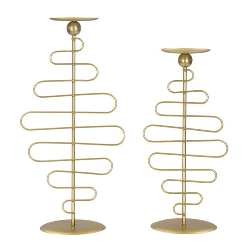 Lot De 2 Bougeoirs En Métal "alid" 51cm Or