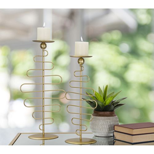 Lot De 2 Bougeoirs En Métal "alid" 51cm Or