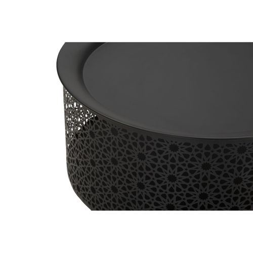 Table D'appoint Avec Rangement "blacky" 50cm Noir et Doré