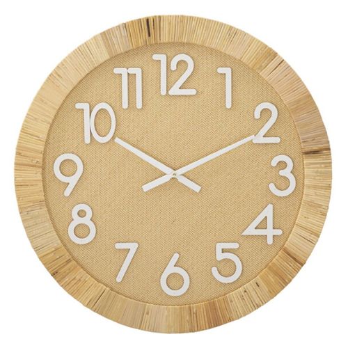 Horloge Murale En Rotin "boho Plus" 60cm Naturel